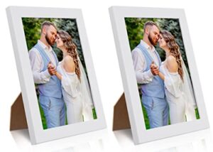 pecula 2 pack 5x7 picture frame, white picture frame for wall and tabletop display, resistant plastic photo picture frame with clear plexiglass for vertical or horizontal display
