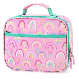 mibasies kids lunch box for girls and boys toddler insulated lunch bag (rainbow)