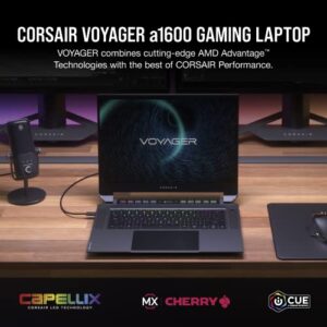 Corsair Voyager a1600 Gaming Laptop (AMD Ryzen R7 6800HS, AMD Radeon RX 6800M, 16GB DDR5, 16" 2560x1600 240Hz IPS Screen, Cherry MX Ultra-Low Profile Keyswitches, Windows 11 Home Advanced) Black