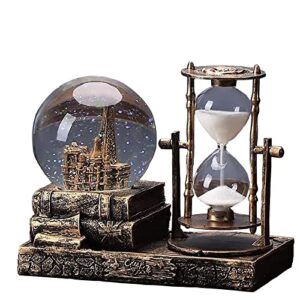 led music crystal snow globe home decoration for living room bedroom book shelf tv cabinet desktop decor statue figurine table centerpieces ornaments(a - brass)