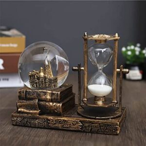 LED Music Crystal Snow Globe Home Decoration for Living Room Bedroom Book Shelf TV Cabinet Desktop Decor Statue Figurine Table Centerpieces Ornaments(A - Brass)