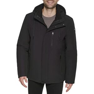 calvin klein men's arctic faille 3 in 1 systems jacket, black, large