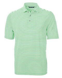 cutter & buck virtue eco pique stripe recycled mens polo, kelly green, xxxl