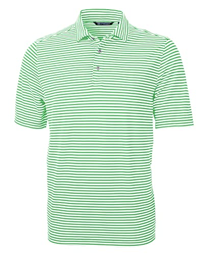 Cutter & Buck Virtue Eco Pique Stripe Recycled Mens Polo, Kelly Green, XXXL