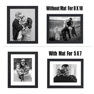 VMUZEDER 8x10 Picture Frame Black Set of 6,Display Pictures 5x7 with Mat or 8x10 Without Mat for Wall Mounting or Table Top Display, Photo Frames Collage for Wall