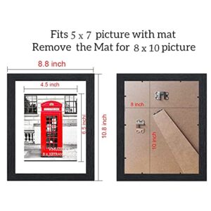 VMUZEDER 8x10 Picture Frame Black Set of 6,Display Pictures 5x7 with Mat or 8x10 Without Mat for Wall Mounting or Table Top Display, Photo Frames Collage for Wall