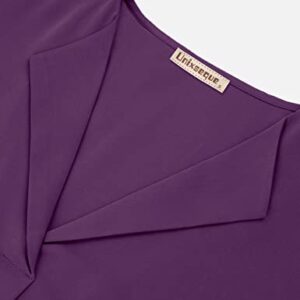Unixseque 2022 Women's Chiffon Tunic Tops, 3/4 Sleeve V Neck Blouse for Office Work - Violet M