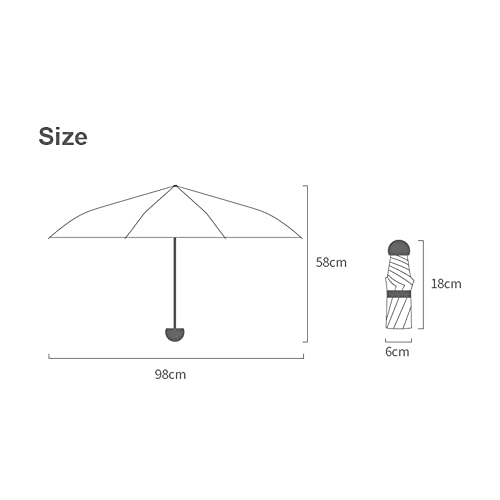 Aikelai Mini Travel Umbrella with Case , 8 Ribs Folding Small Compact Portable Umbrella for Sun and Rain, Windproof Sun Protection (rainbow)