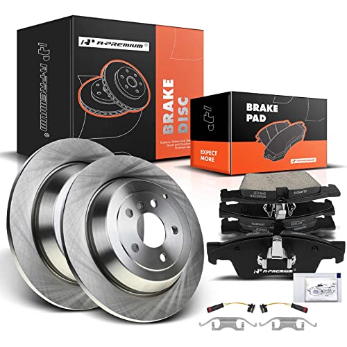 A-Premium 13 inch(330.3 mm) Rear Solid Disc Brake Rotors + Ceramic Pads Kit Compatible with Select Mercedes-Benz Models - W164 ML320/ML350/ML450/ML500, W251 R320/R350/R500, 6-PC Set