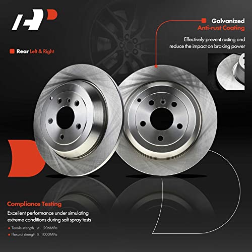 A-Premium 13 inch(330.3 mm) Rear Solid Disc Brake Rotors + Ceramic Pads Kit Compatible with Select Mercedes-Benz Models - W164 ML320/ML350/ML450/ML500, W251 R320/R350/R500, 6-PC Set