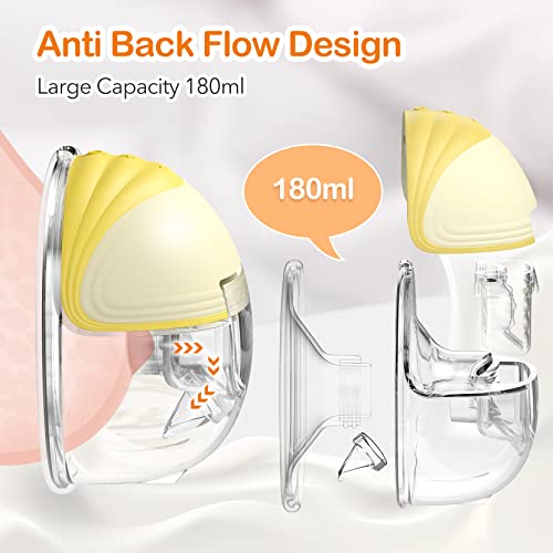 Wearable Breast Pump,Mute Breast Pump Hands Free with 2 Modes&9 Function,180ml Electric Breast Pump with Anti-Reflux Design,Portable Breast Pump Can Be Worn in-Bra-1 Pack