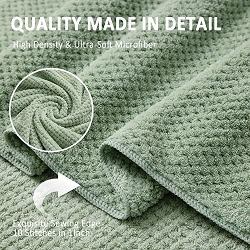 Bathroom Towel Set Green 4 Pack-35x70 Towel,600GSM Ultra Soft Microfibers Bath Towel Set Extra Large Plush Bath Sheet Towel,Highly Absorbent Quick Dry Oversized Towels Spa Hotel Luxury Shower Towels