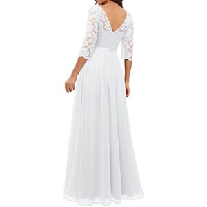 Summer Dresses for Women 2022, Double Layered Dress Hawaiian Dresses Luau Long White Boho Maxi Dress Ladies Temperament Sleeve Casual Lace Stitching Solid Color Dress New Mexican (L, White)