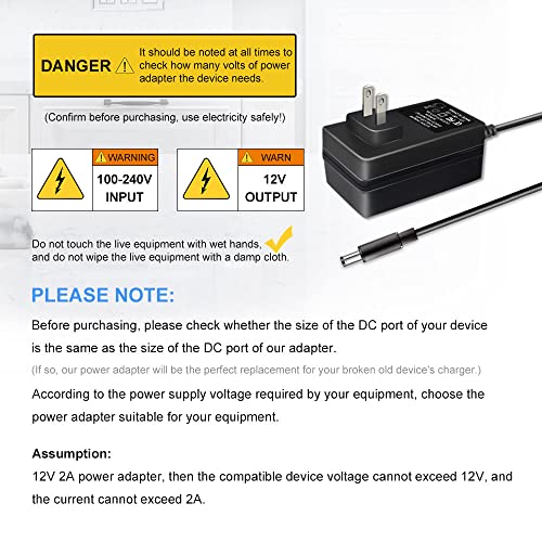 12V AC Adapter for Spectra Electric Breast Pump, Spectra S1, S2, SPS100, SPS200, 9 Plus, Baby Double Electric Breast Pump Replacement Power Cord Charger