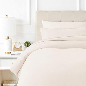 texas linen co. queen/full duvet cover, 600 thread count sateen 3pc egyptian cotton duvet cover set, 100% pure cotton comforter cover, 2 pillow shams, zipper closure, 7 corner ties - (ivory)