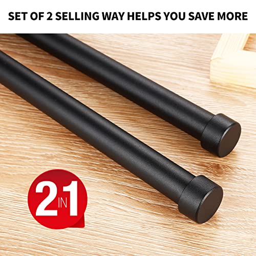 2 Pack Modern Curtain Rod, End Cap Style Design, Curtain Rods for Windows 28 to 48 Inch, Indoor and Outdoor, 28-48 Inch, Black