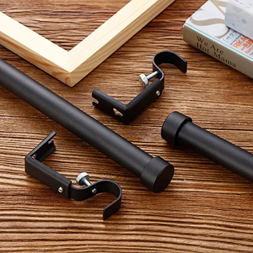 2 Pack Modern Curtain Rod, End Cap Style Design, Curtain Rods for Windows 28 to 48 Inch, Indoor and Outdoor, 28-48 Inch, Black