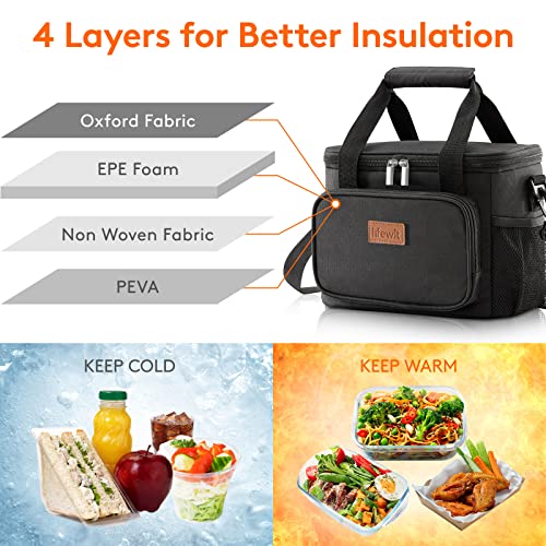 Lifewit Large Lunch Bag Insulated Lunch Box Soft Cooler Cooling Tote for Adult Men Women, Black 12-Can (8.5L)