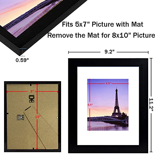 8X10 Picture Frame Set of 4, Picture Frames Collage Wall Decor,5x7 with Mat or 8x10 Without Mat, Picture Frames 8 by 10 for Table Top Display Pictures Wall Gallery Picture Frames Easter Decorations