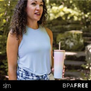 Simple Modern Plastic Tumbler with Lid and Straw | Reusable BPA Free Iced Coffee Cups Double Wall Smoothie Cup | Gifts for Women Men Him Her | Classic Collection | 24oz | Blush