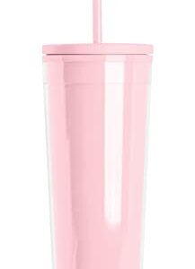 Simple Modern Plastic Tumbler with Lid and Straw | Reusable BPA Free Iced Coffee Cups Double Wall Smoothie Cup | Gifts for Women Men Him Her | Classic Collection | 24oz | Blush