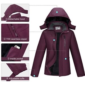 CAMEL Women's Warm Winter Ski Jackets Waterproof Snow Coat with Hood Mountain Windproof Rain Jacket