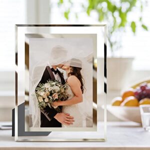 LUCKYLIFE 8x10 Picture Frame Glass for Tabletop Display Vertical or Horizontal, Photo Frames, 1 Pack