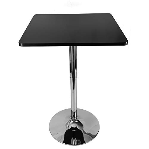 23.6inch Square Adjustable Height Bar Pub Table Adjustable Range 27.5"-35.4" Pub Table Square High Table with Black Top