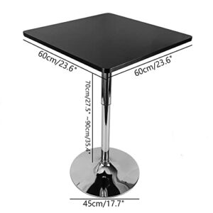 23.6inch Square Adjustable Height Bar Pub Table Adjustable Range 27.5"-35.4" Pub Table Square High Table with Black Top