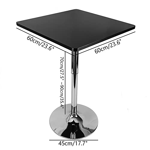 23.6inch Square Adjustable Height Bar Pub Table Adjustable Range 27.5"-35.4" Pub Table Square High Table with Black Top