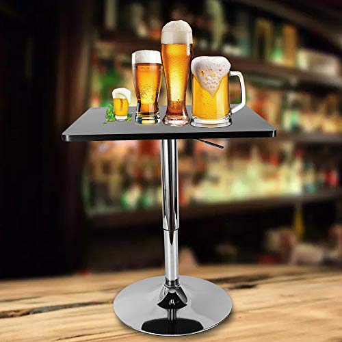 23.6inch Square Adjustable Height Bar Pub Table Adjustable Range 27.5"-35.4" Pub Table Square High Table with Black Top