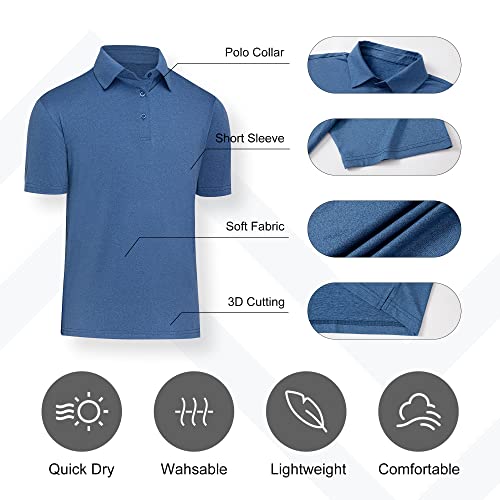 MLYENX Polo Shirts for Men Quick-Dry Athletic Golf Polo Casual Short Sleeve Moisture Wicking Shirts