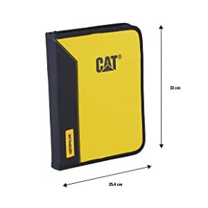 Caterpillar Work Padfolio Including Notepad and Solar Calculator, Zip Closure, Yellow and Black