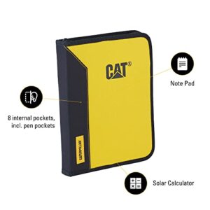 Caterpillar Work Padfolio Including Notepad and Solar Calculator, Zip Closure, Yellow and Black