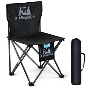 k-mingleso upgraded camping chair with front and large back pocket, lightweight portable folding chair for fishing hunting bbq travel picnic backpacking