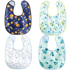 norinori baby bib waterproof feeding bibs - baby food bib 4pack adjustable soft for boy girl 6-24m