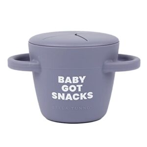 bella tunno happy snacker – spill proof snack cups for toddlers and babies, snack containers made from silicone bpa free, soft opening & removable lid (baby got snacks)