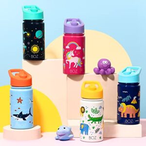 BOZ Kids Water Bottle for School with Straw Lid, Stainless Steel Insulated Water Bottle for Kids, Toddler Water Bottle, Leak Proof Water Bottle for Kids and Toddlers, 14 oz (414ml) (Unicorn)