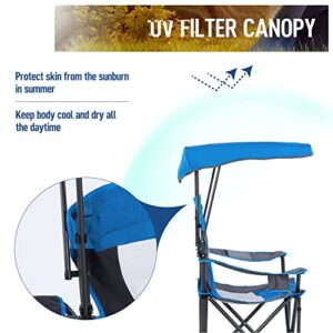 LET'S CAMP Camp Chair with Shade Canopy Folding Camping Chair with Cup Holder and Carry Bag for Outdoor Camping Hiking Beach, Heavy Duty 350 LBS