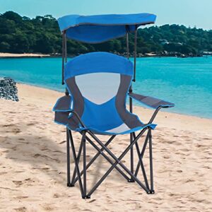 LET'S CAMP Camp Chair with Shade Canopy Folding Camping Chair with Cup Holder and Carry Bag for Outdoor Camping Hiking Beach, Heavy Duty 350 LBS