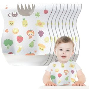 moshaine disposable bibs 30 pcs baby bib waterproof for toddlers with food catcher pocket and adjustable fastener feeding bib suitable kids for feeding,traveling,outdoor use