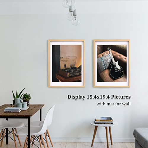 Egofine 18x24 Poster Frame Set of 2 Solid Wood Frame with Plexiglass Matted for 16x20 for Wall Mounting Hanging Picture Frame Vertically or Horizontally, Natural Wood