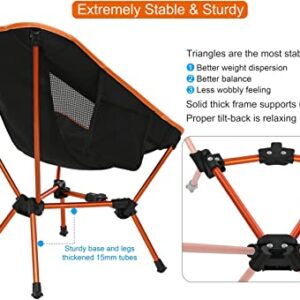 MARCHWAY Lightweight Folding Camping Chair, Stable Portable Compact for Outdoor Camp, Travel, Beach, Picnic, Festival, Hiking, Backpacking, Supports 330Lbs (Orange)