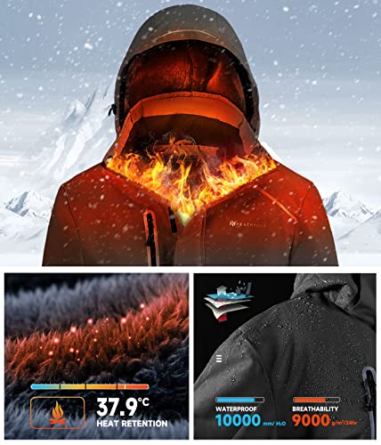 Heathyoga Mens Ski Jacket Waterproof Snowboard Jacket for Men Snow Jacket Skiing Jackets Snowboarding Jackets Ski Coats