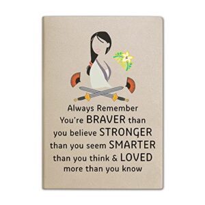 mulan gifts for women girls always remember you’re braver than you believe leather notebook mulan fans lover gifts cosplay movie lover gifts birthday graduation gifts for daughter (mulan)