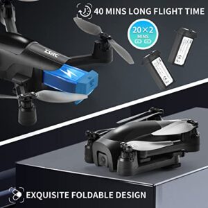 TENSSENX Drone with 1080P Camera, Foldable FPV Drone for Adults and Kids, TSRC A5 RC Quadcopter with 2 Batteries for 40 Mins flight, Voice and Gesture Control, Optical Flow Positioning, Gravity Sensor