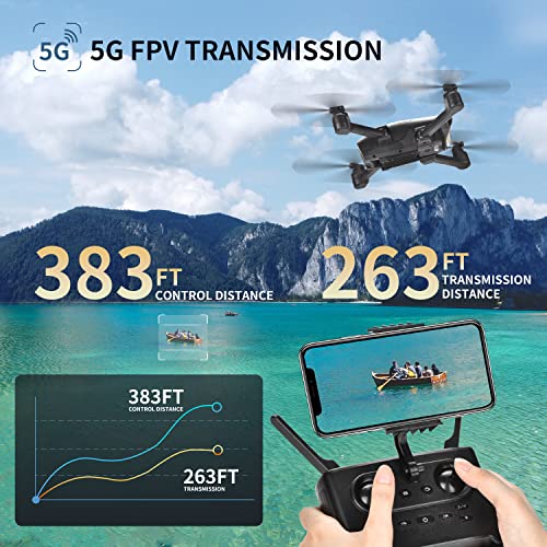 TENSSENX Drone with 1080P Camera, Foldable FPV Drone for Adults and Kids, TSRC A5 RC Quadcopter with 2 Batteries for 40 Mins flight, Voice and Gesture Control, Optical Flow Positioning, Gravity Sensor