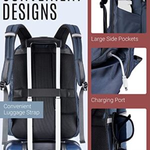 LIGHT FLIGHT Laptop Backpack for Men, Travel Backpack for Men Women bag with Charging Port Fits 17.3 Inch Computer, 40L Back Pack for Business Work College, Dark Blue