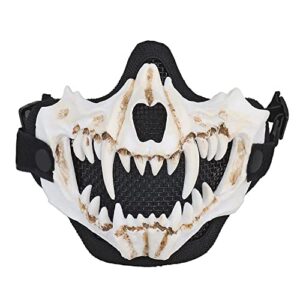 yzpacc airsoft half face skull masks tactical face protection mesh mask for halloween cosplay paintball cs hunting (bk-02)