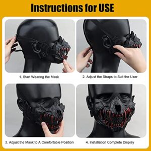Yzpacc Airsoft Half Face Skull Masks Tactical Face Protection Mesh Mask for Halloween Cosplay Paintball CS Hunting (bk-02)